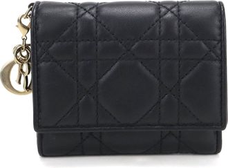 Dior Black Leather Wallet (Tri-Fold) (Pre-Owned)