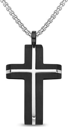 Edforce INLAY CROSS NECKLACE in Black at Nordstrom Rack