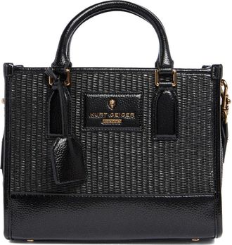 Kurt Geiger Small Chiswick Raffia Tote Crossbody Bag in Charcoal at Nordstrom Rack