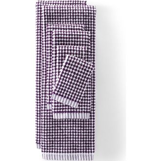 Lands End Quick-Dry Cotton Textured Gingham Hand Towel in Rich Plum at Nordstrom