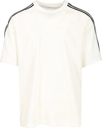Yohji Yamamoto Short Sleeve Tee 3-Stripes - Heren - T-shirts - Wit - M - Wol - Tops