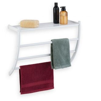 OEM Toallero De Pared, Alto X Ancho X Profundidad: 44 X 56,5 X 23 Cm, Estante Y 3 Barras, Soporte Para Toallas De Ba&ntilde;o, Blanco-crezuo