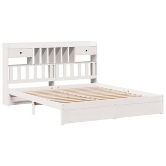 Berkfield Home Decorative Bookcase Bed Frame White 180x200cm Super King Solid Wo