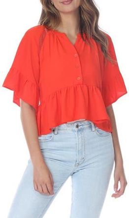 Rain + Rose Eyelet Peplum Top in Orange at Nordstrom Rack, Size X-Large