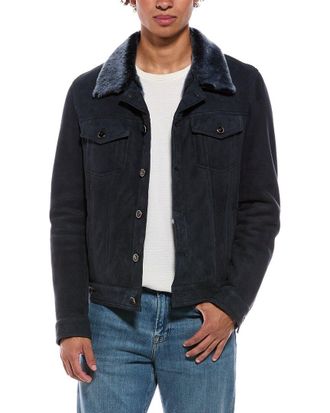 Isaia Suede Trucker Jacket