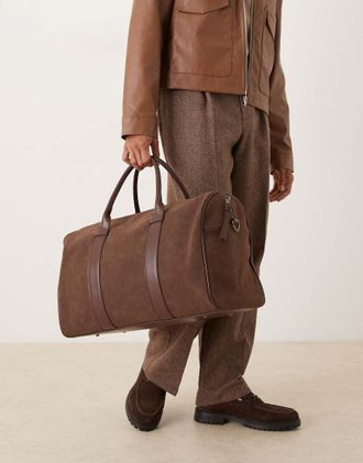 Asos Borsone in camoscio sintetico marrone