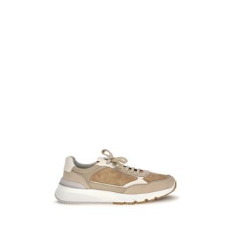 Brunello Cucinelli Beige Calf Leather Bos Taurus Low Top Mens Sneakers
