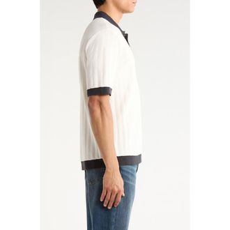 Rag & Bone Zuma Stripe Terry Cloth Polo in Chalk at Nordstrom, Size Xx-Large