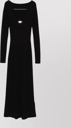 Diesel wool ribbed knit cutout long-sleeve midi dress