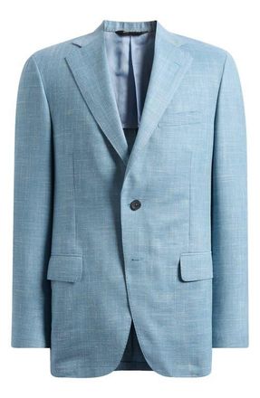 Samuelsohn Aqua Blue Slub Wool Blend Twill Sport Coat in Light Blue at Nordstrom, Size 40 Regular