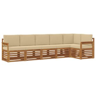 vidaXL Conjunto De Sof&aacute; Seccional Con Coj&iacute;n 6 Pcs Natural Y Beige Vidaxl