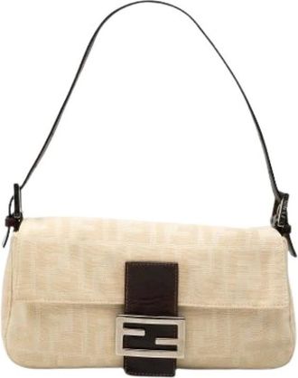 Fendi Pre-owned Shoulder Bags, female, Beige, Size: ONE SIZE Pre-owned Baguette
