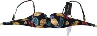 Dolce & Gabbana Black Seashells Print Women Swimwear Bikini Tops Nylon Elastane
