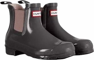 Hunter Womens Original Gloss Chelsea Boots In Gray/powder Purple