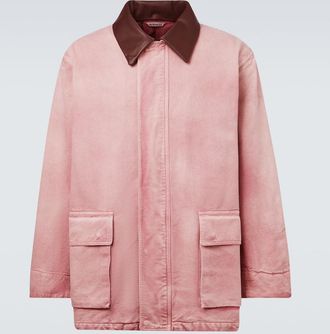 Auralee Leather-trimmed cotton blouson jacket