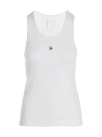 Givenchy White Logo Scoop Neck Top