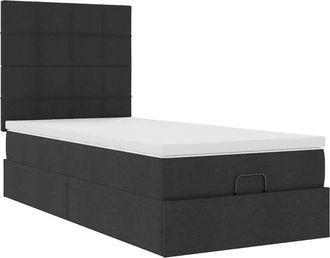vidaXL Cama Otomana Con Colch&oacute;n Negra 90x200 Cm Tela Vidaxl