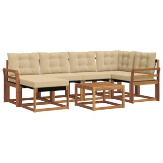 vidaXL Conjunto De Sof&aacute;s De Exterior Con Coj&iacute;n 7 Pcs Natural Y Beige Vidaxl