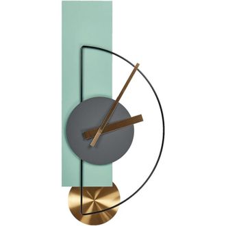 Beliani Beliani - Reloj De Pared Decoraci&oacute;n Colgante 31 X 63 Cm Dise&ntilde;o Moderno Con P&eacute;ndulo Decorativo Sin N&uacute;meros Acero Verde Claro Cevins