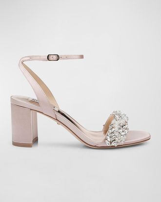 Badgley Mischka Clara Embellished Satin Cocktail Sandals