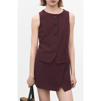 Mango Button Front Suit Vest in Maroon at Nordstrom Rack, Size Medium