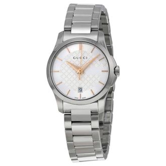 Gucci G-Timeless Silver Dial Stainless Steel Ladies Watch YA126523