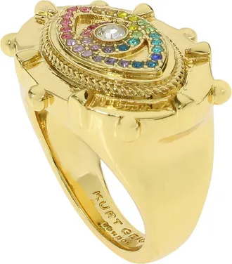 Kurt Geiger Rainbow Crystal Evil Eye Cocktail Ring in Gold Multi at Nordstrom Rack, Size 8