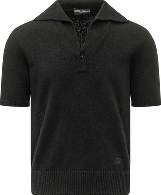 Dolce & Gabbana Black Logo Shirt Collar Polo