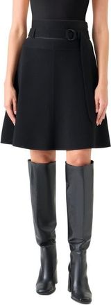 Akris Belted Wool Blend Sweater Skirt in Black at Nordstrom, Size 10