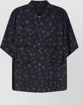 sacai cotton blend shirt floral pattern design