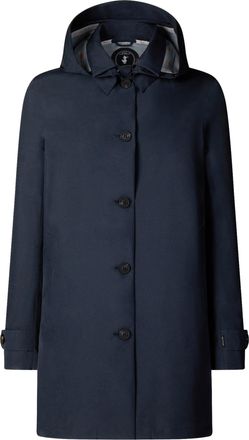 Save The Duck Navy Blue April Hooded Single Breasted Coat