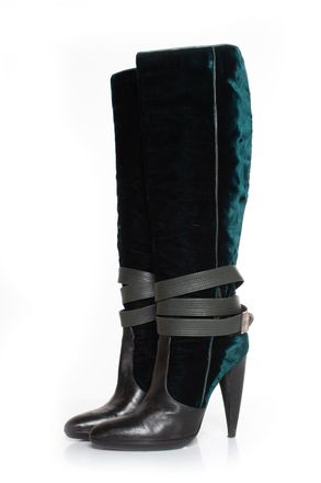 Versace Pre-owned Womens velvet strap boots - Green - Size EU 37