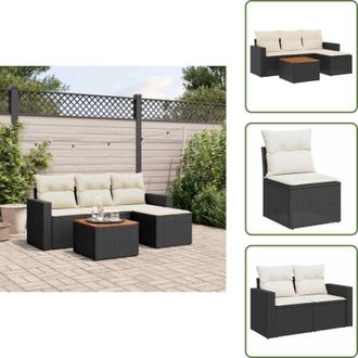 vidaXL Tavolo da giardino - vidaXL Set Divani da Giardino 5 pz con Cuscini in Polyrattan Nero - Cuscini da seduta