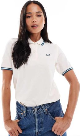Fred Perry Polo color pesca chiaro con righe a contrasto sui bordi-Arancione