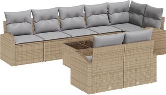 vidaXL Garden Sofa Set Manual 9 pcs Beige 55 x 55 x 37 cm Poly rattan Vidaxl