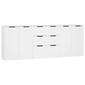 vidaXL Aparador De 3 Piezas Madera Contrachapada Blanco Vidaxl