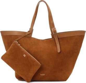 Kazar Su&egrave;de lichtbruine trapeze handtas - Dames - Shoppers - Bruin - ONE Size - Su&egrave;de - Tassen