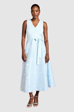 Coast Bandage V-Neck Jacquard Midi Dress in Light Blue at Nordstrom, Size 12