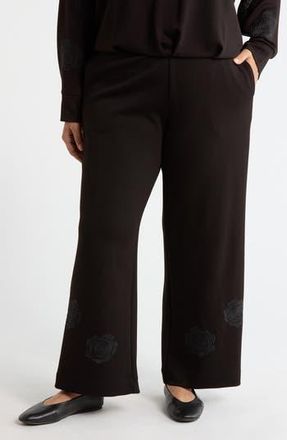 T Tahari Rose Embroidered Scuba Pants in Black at Nordstrom Rack, Size 1 X