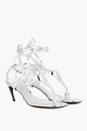 The Attico Lam&eacute; Leather Thong Sandals NOVA With 7cm Ankle Strap The Attico