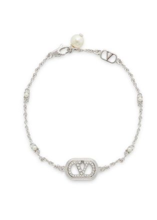 Valentino Garavani Vlogo Embellished Chain Bracelet - Silver - S