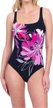 Gottex Water Lily One-Piece Swimsuit In Black/pink
