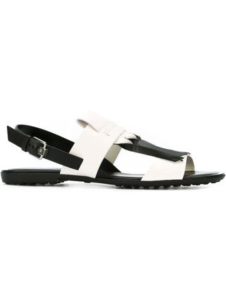 Tod's fringed flat sandals - Black