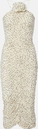 Magda Butrym Abito lungo a pois con applicazioni floreali