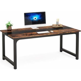 Tribesigns Tribesigns - Modern Computer Desk, 16080 cm Large Office Desk Computer Table Study Writing Desk Workstation for Home Office, Rustic/Black - Brown