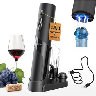 OEM Apribottiglie Elettrico Ricaricabile Andyou 7 In 1 Con Stazione Di Ricarica Usb-c, Aeratore E 2 Tappi Per Vino