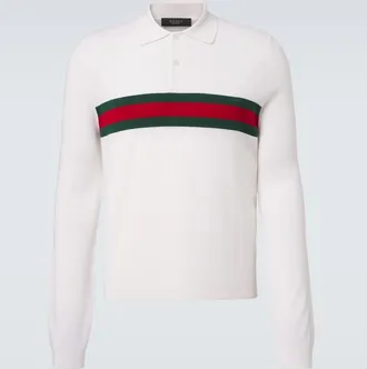 Gucci Polo Web Stripe in cashmere a righe