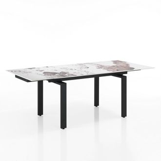 Oresteluchetta Mesa extensible cer&aacute;mica/acero &oacute;nix-negro 76x90x140-200 cm