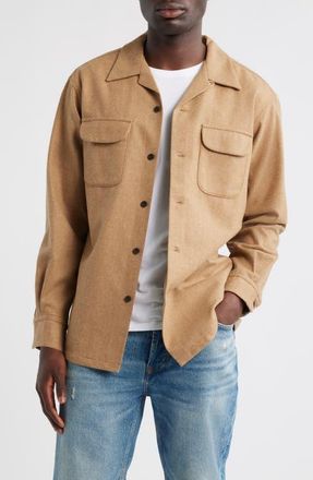 Pendleton Board Wool Flannel Button-Up Shirt in Tan Mix at Nordstrom, Size X-Large