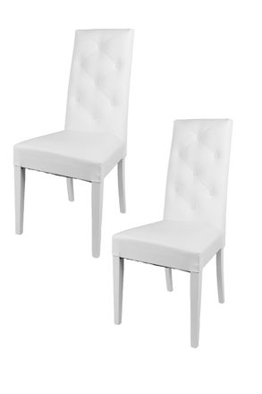 Tommychairs Tommychairs 2 Sillas Chantal En Haya, Asiento En Polipiel Blanca